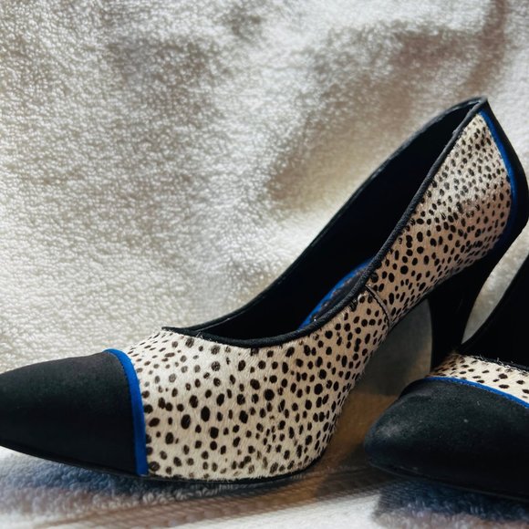 LuLu Townsend Heels-Animal Pring Pump-4" heels-blue stripe-8.5 Medium - Picture 7 of 13